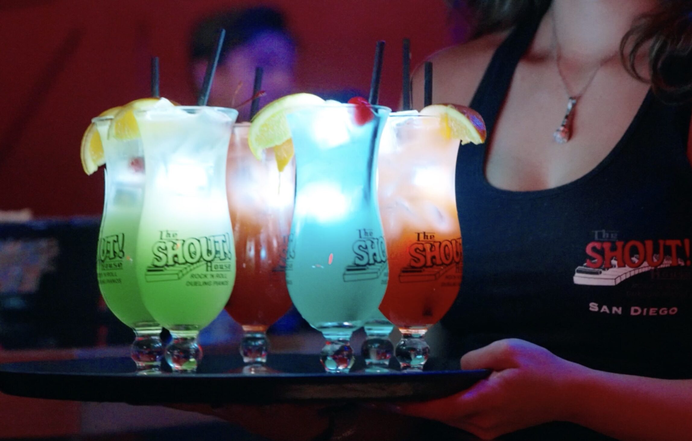 Hurricane cocktail VIP package at The Shout! House dueling piano bar in Downtown San Diego
